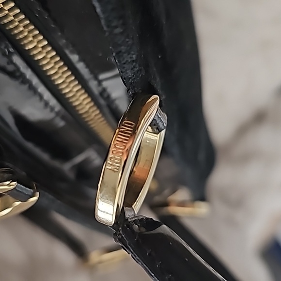 Moschino Mini Black and Floral Design Velvet Handbag - Picture 15 of 17